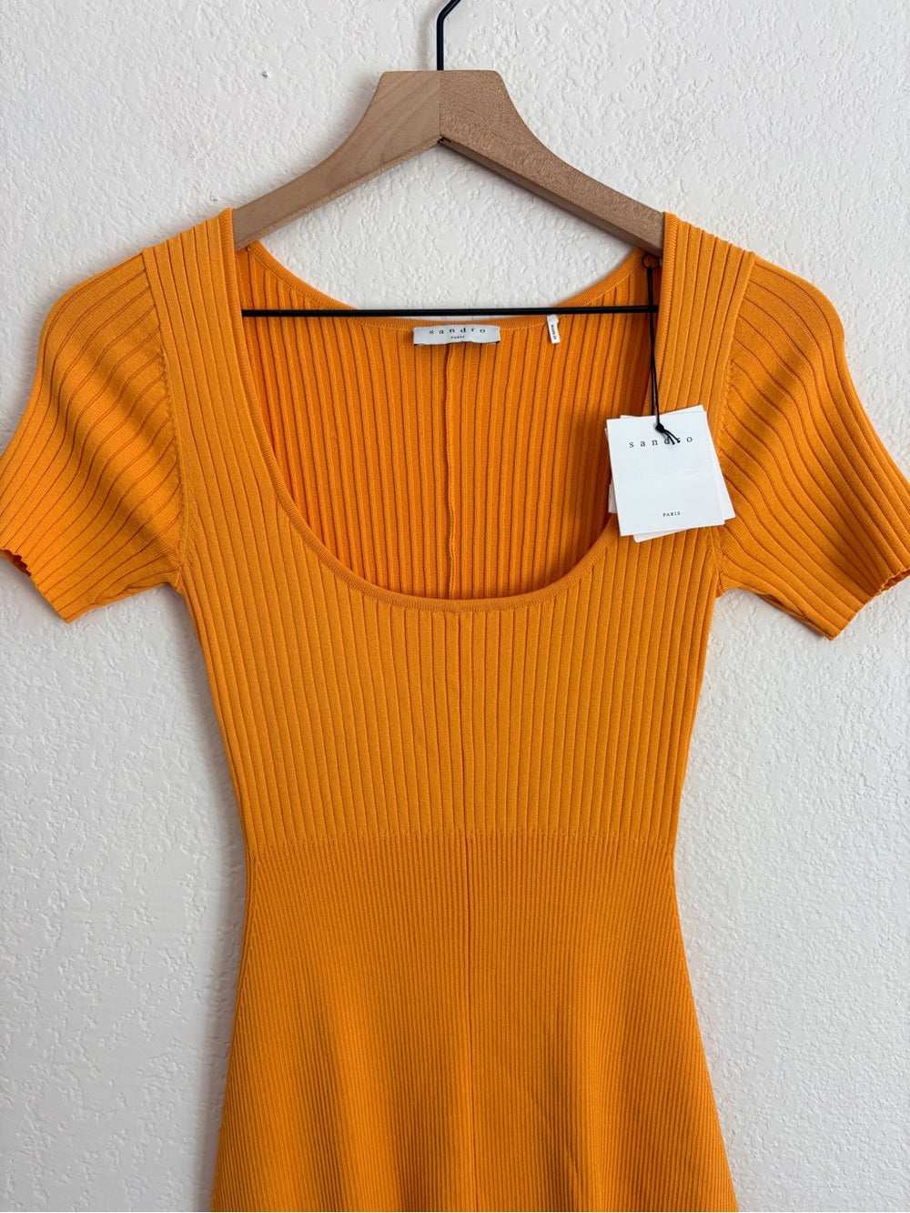NWT Sandro Synn Fit and Flare Ribbed Sweater Mini Dress (S)