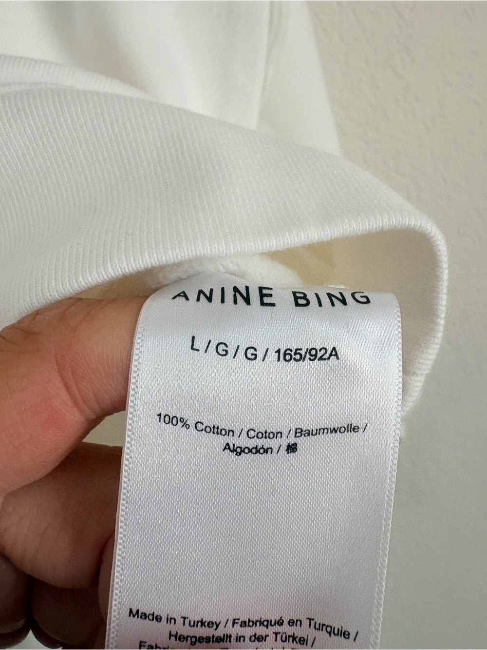NWT Anine Bing Miles Oversized White Logo Patch Crewneck Sweatshirt (L)