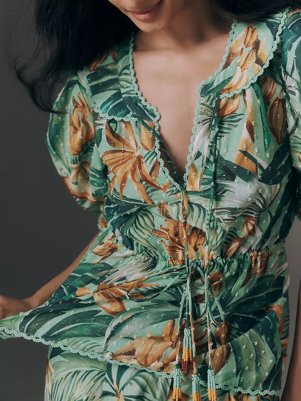 Farm Rio Puff-Sleeve Babydoll Blouse