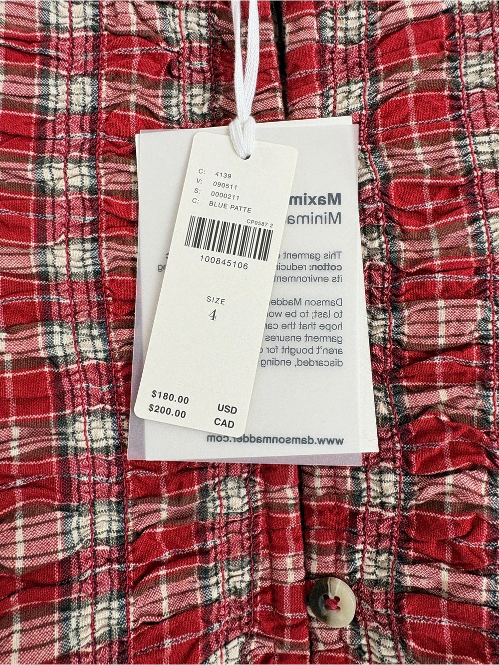 NWT Damson Madder Sienna Smocked Plaid Midi Dress (4)