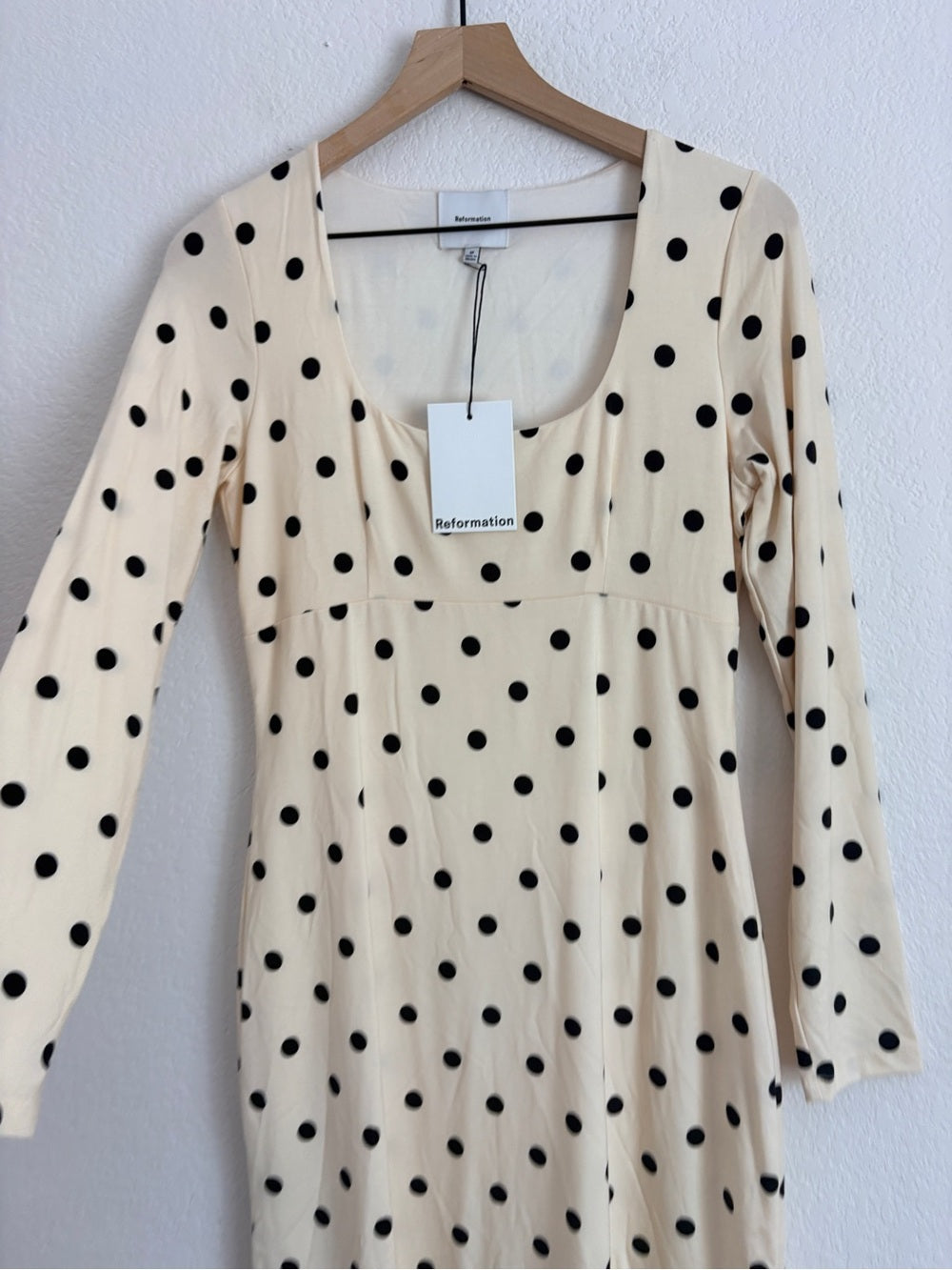 NWT Reformation Davi Knit Dress in Sundae Dot (M)(