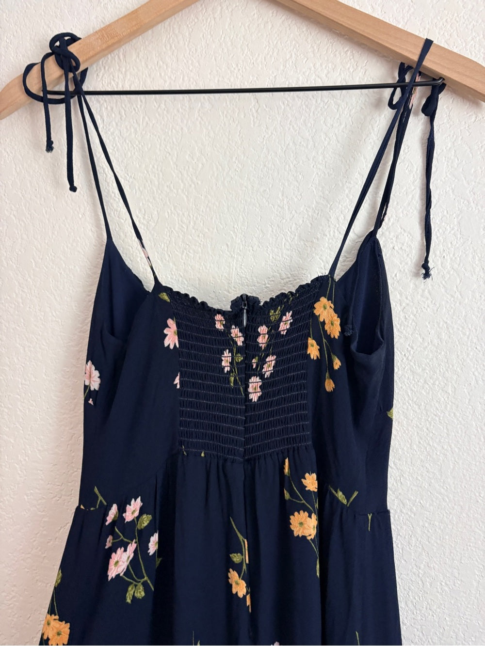 Reformation Kealy Navy Floral Tie-Shoulder Midi Dress (8)