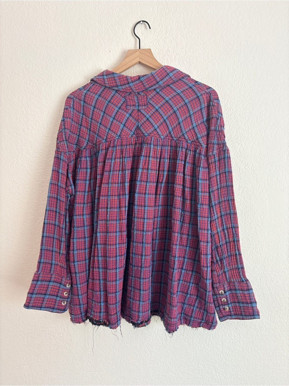 Free People Cardiff Purple Plaid Button-Up (S)