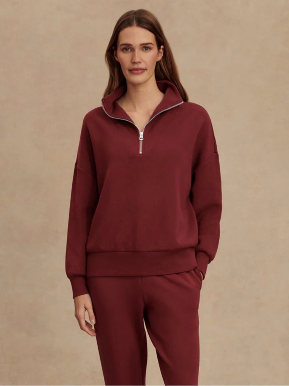 NWT Varley Hawley Half-Zip Pullover in New Maroon (L)