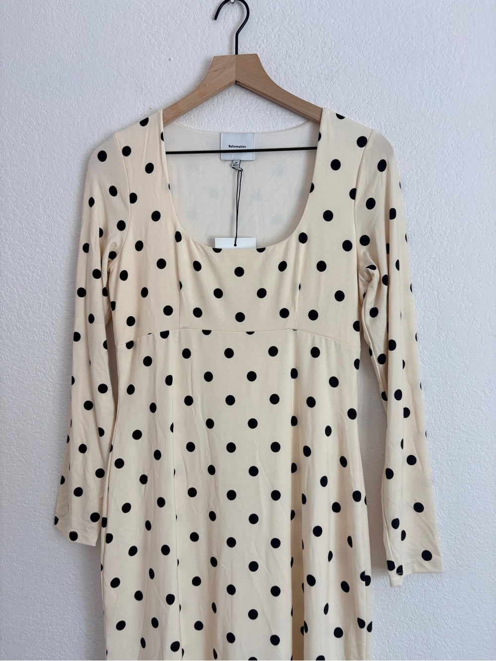 NWT Reformation Davi Knit Dress in Sundae Dot (M)(