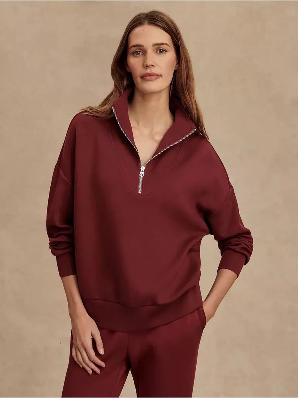 NWT Varley Hawley Half-Zip Pullover in New Maroon (L)