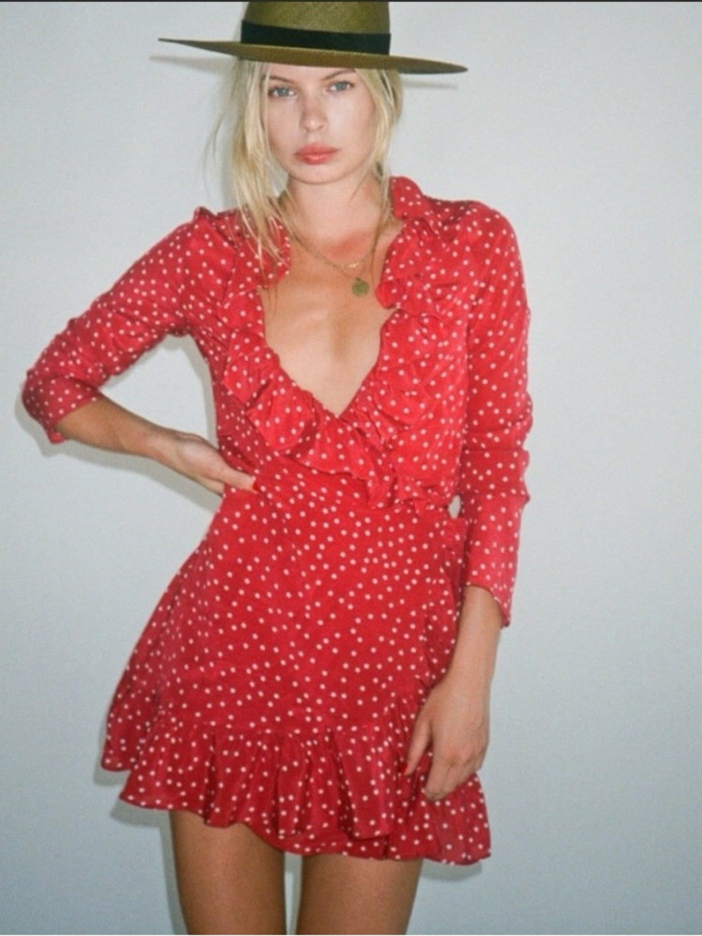 Realisation Par Silk Polka Dot Red Dress (S)