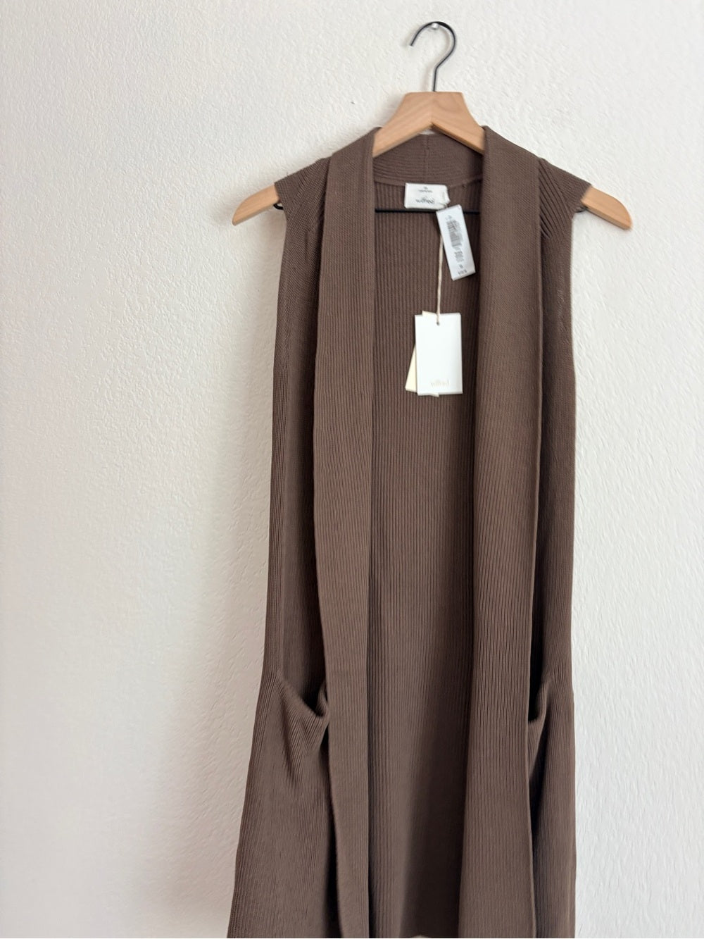 NWT Wilfred Dunkirk Sweater Sleeveless Ribbed Long Vest Chocolate Brown (XS)