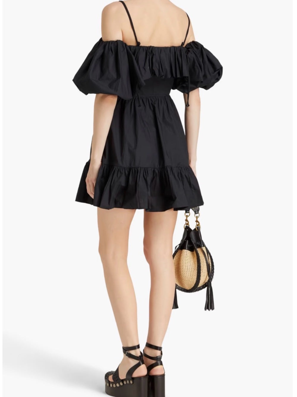 NWT ULLA JOHNSON Lila cold-shoulder gathered cotton-poplin mini dress (0)