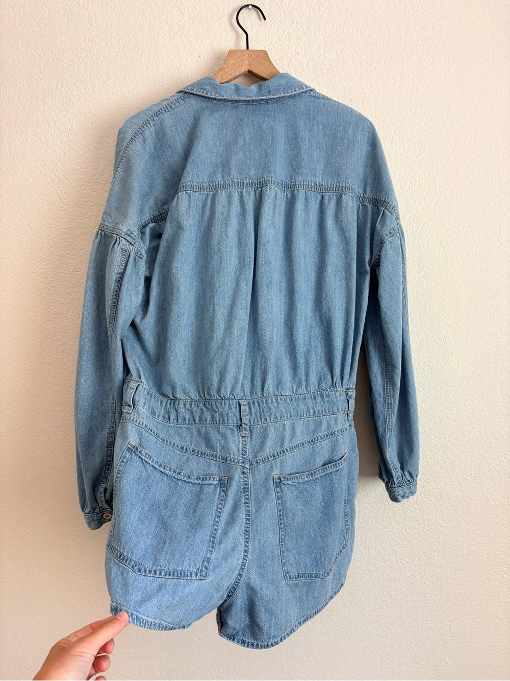 Free People Zodiac Chambray Denim One-Piece Romper (L)