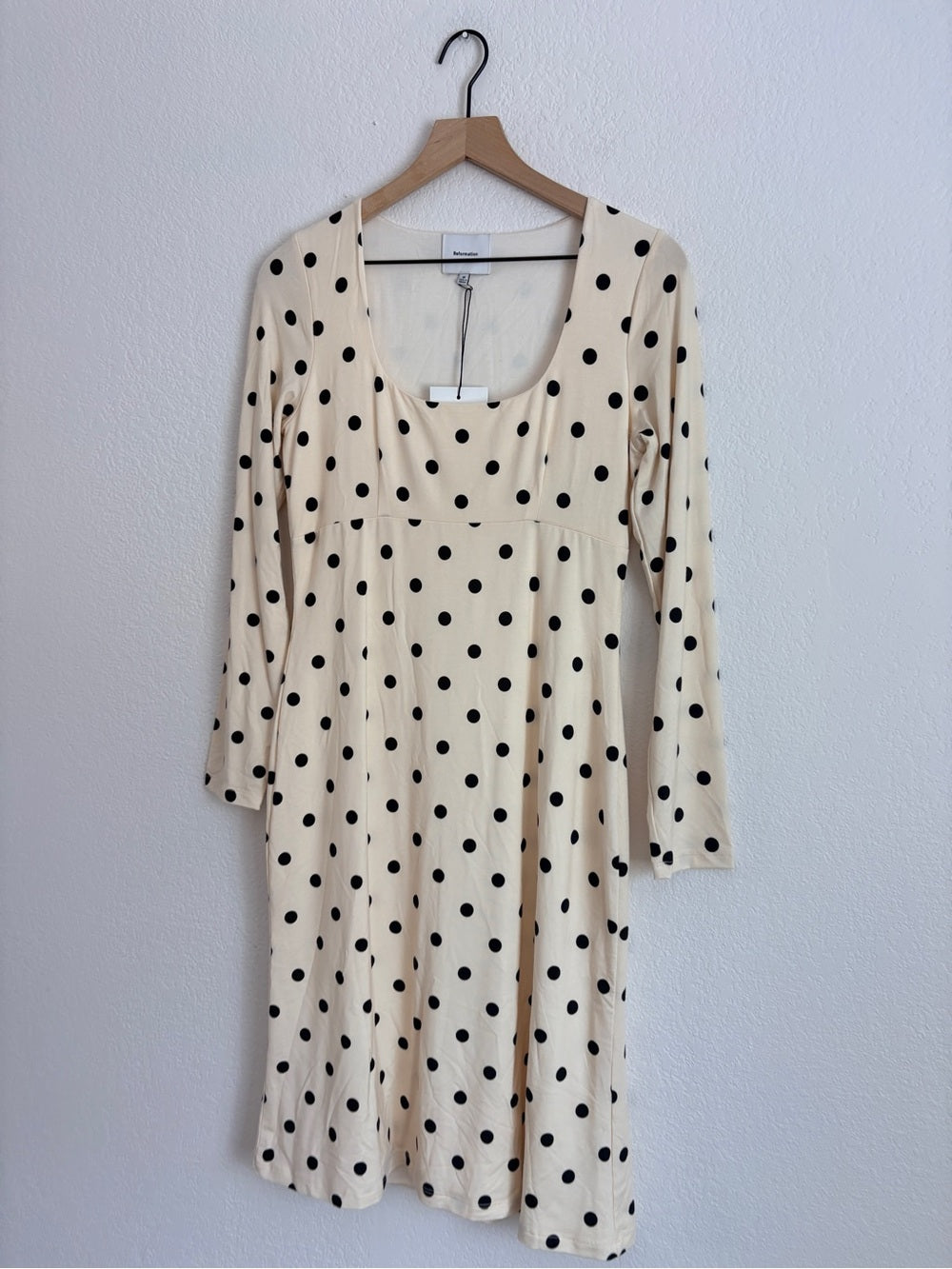 NWT Reformation Davi Knit Dress in Sundae Dot (M)(