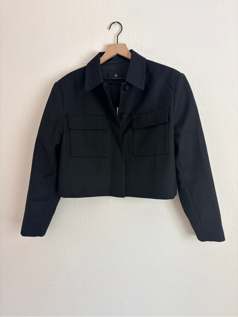 NWT Anine Bing Dayton Cropped Black Jacket (L)