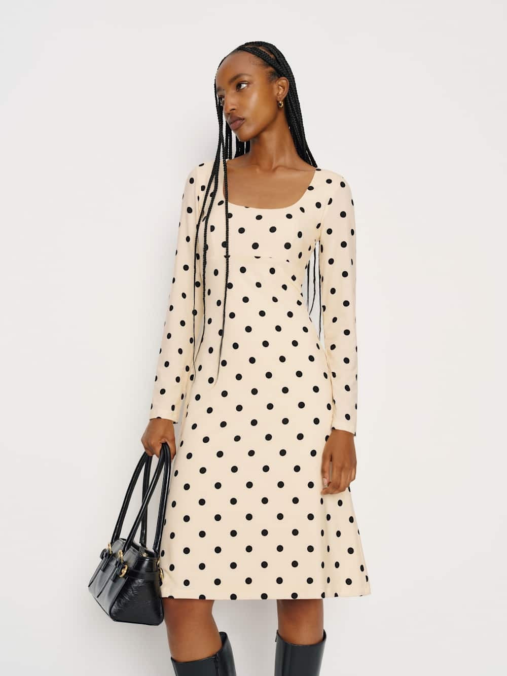 NWT Reformation Davi Knit Dress in Sundae Dot (M)(