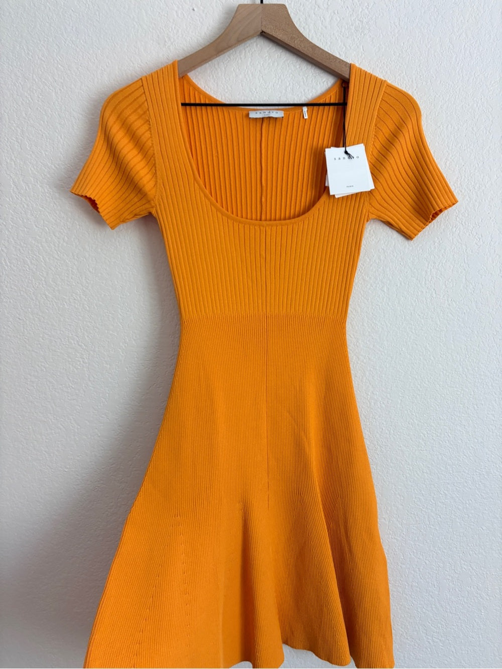 NWT Sandro Synn Fit and Flare Ribbed Sweater Mini Dress (S)