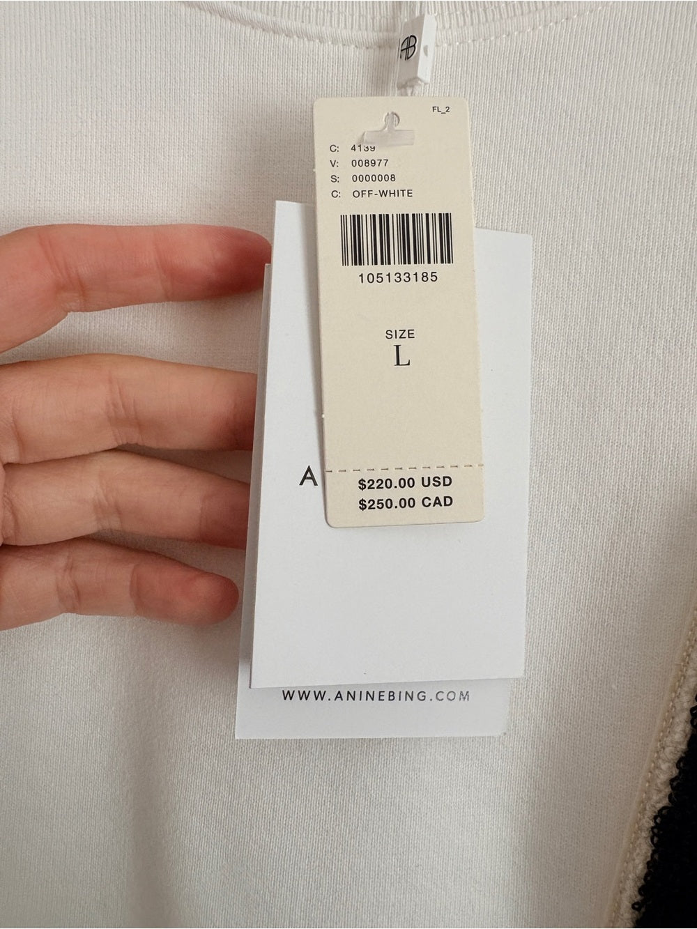 NWT Anine Bing Miles Oversized White Logo Patch Crewneck Sweatshirt (L)