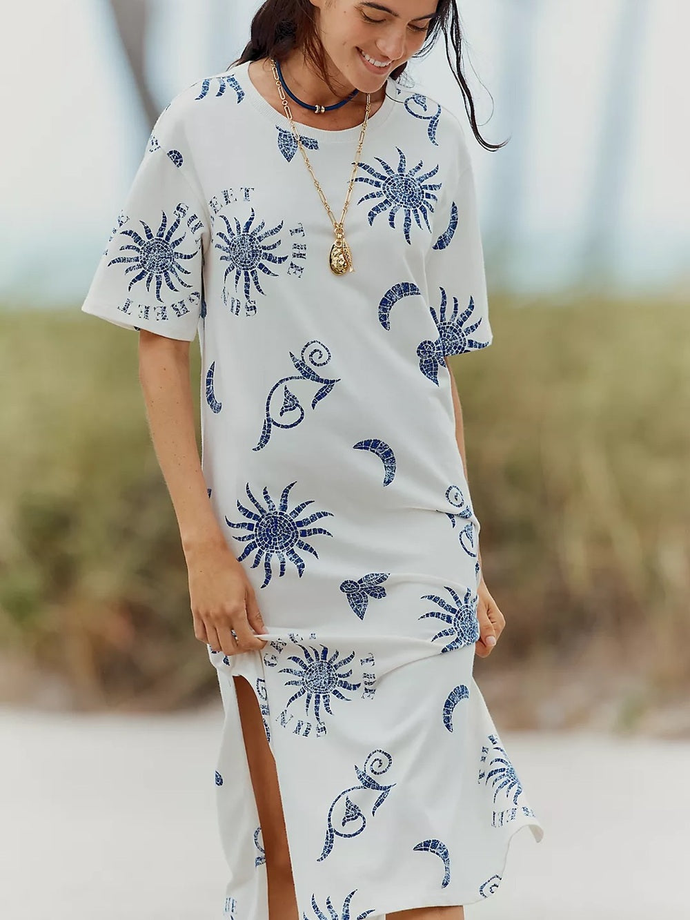 Celandine Graphic Maxi T-Shirt Dress (M)