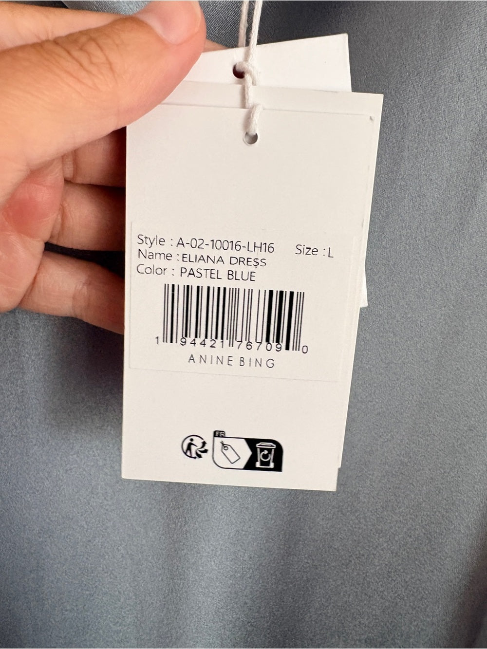 NWT Anine Bing Eliana Silk Halterneck Dress in Pastel Blue (L)