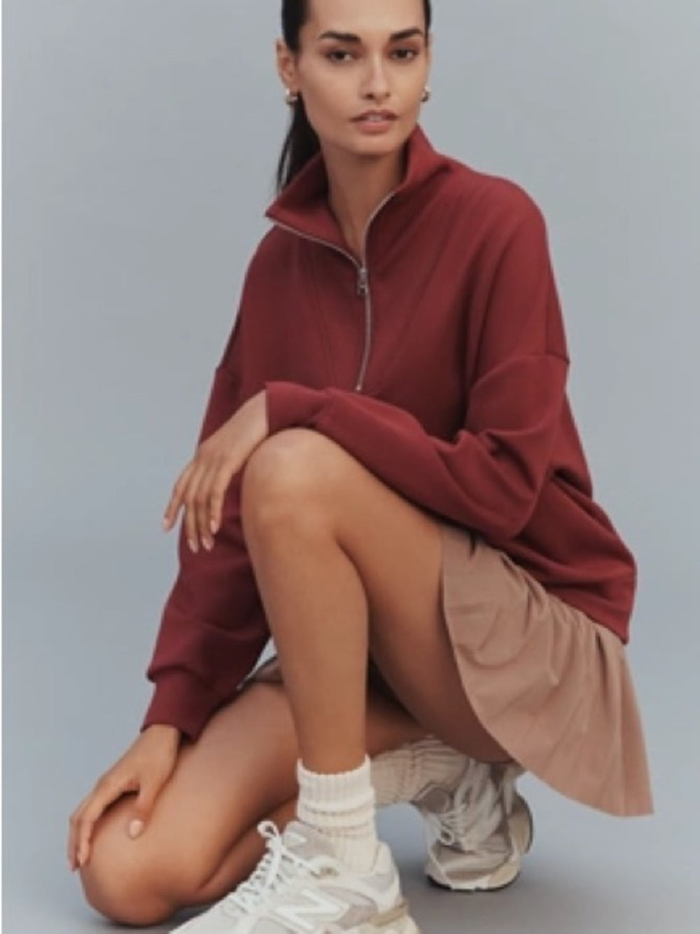 NWT Varley Hawley Half-Zip Pullover in New Maroon (L)