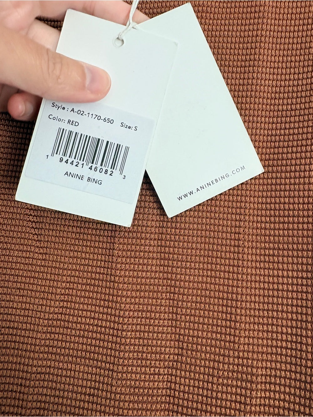 NWT Anine Bing Savannah Waffle Dress in Terra Cotta (S)