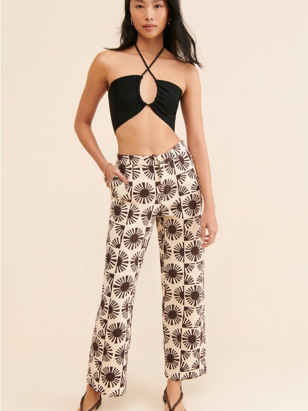 Thinking Mu Boho High Rise Wide Leg Pants (L)
