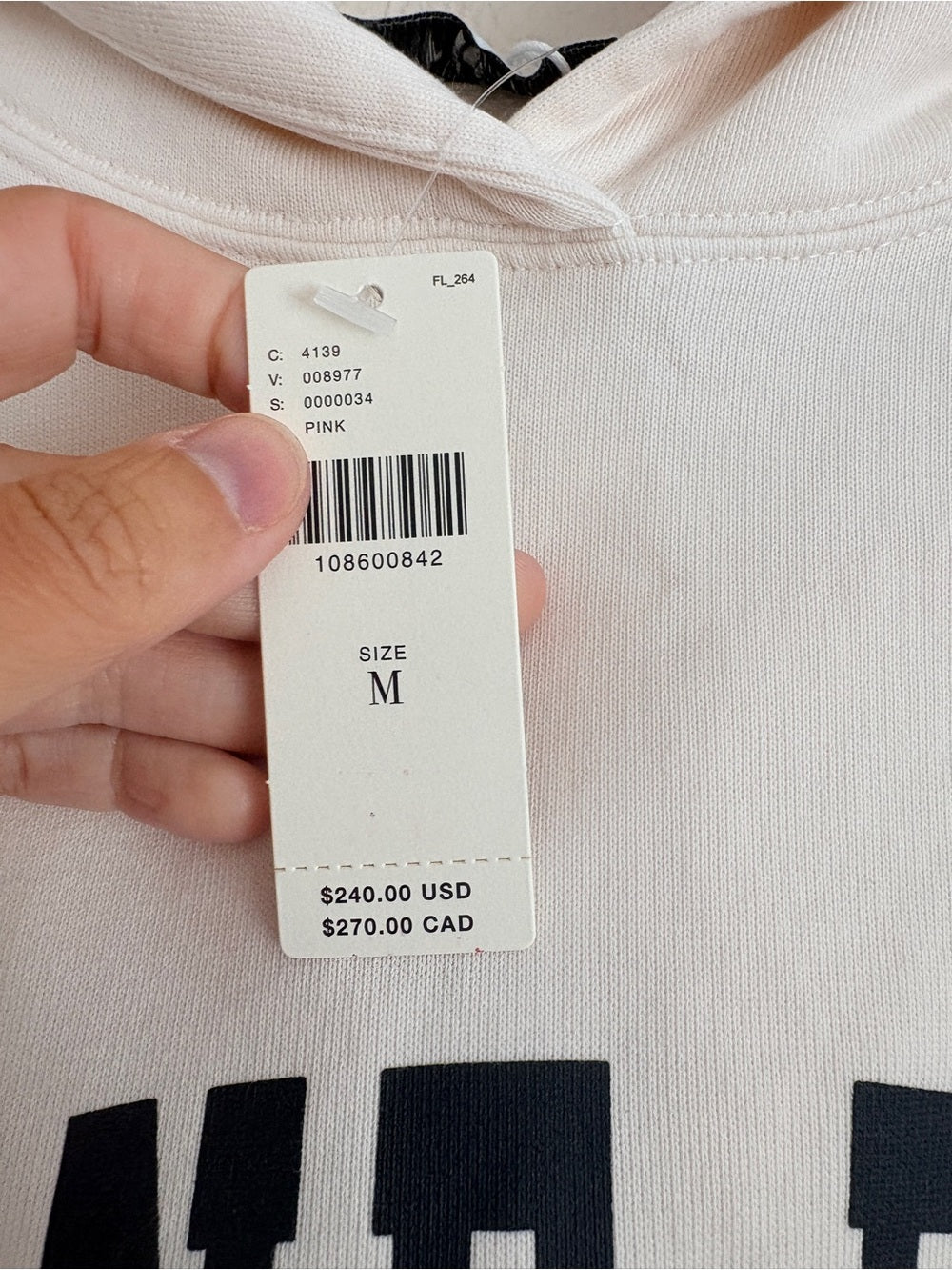 NWT Anine Bing Harvey Pale Pink Logo Pullover Hoodie (M)