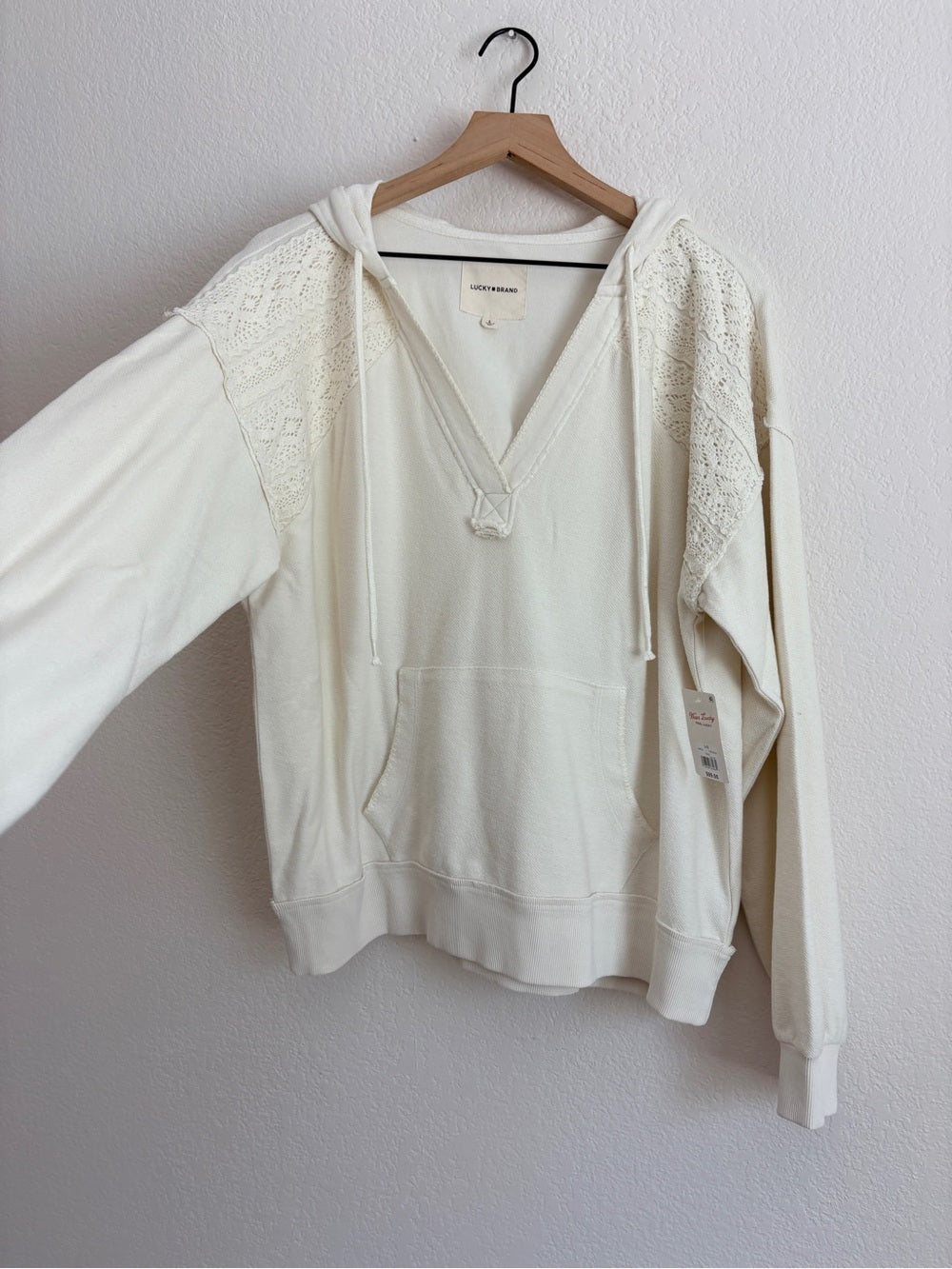 NWT Lucky Brand Crochet Trim Baja Hoodie