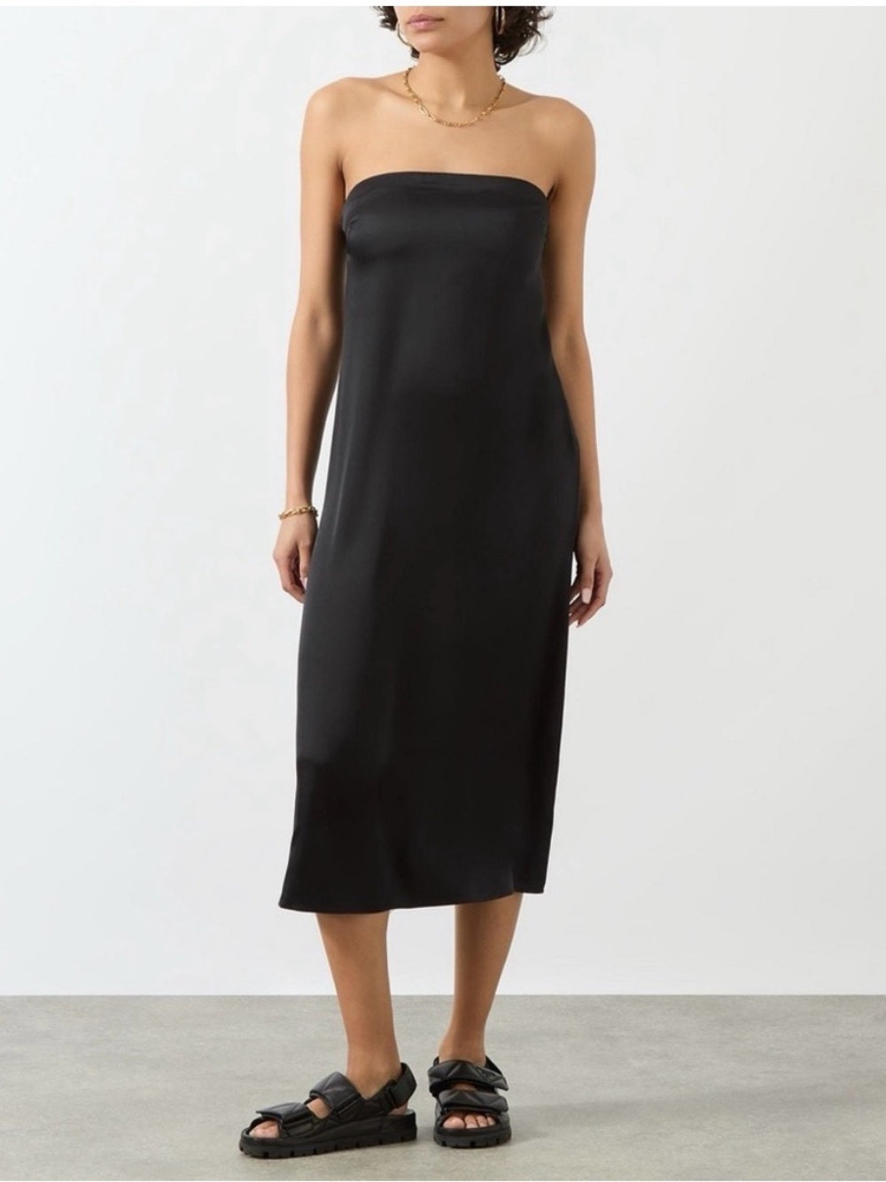 NWT Anine Bing Silk Black Megan Strapless Dress LBD Little Black Dress (L)