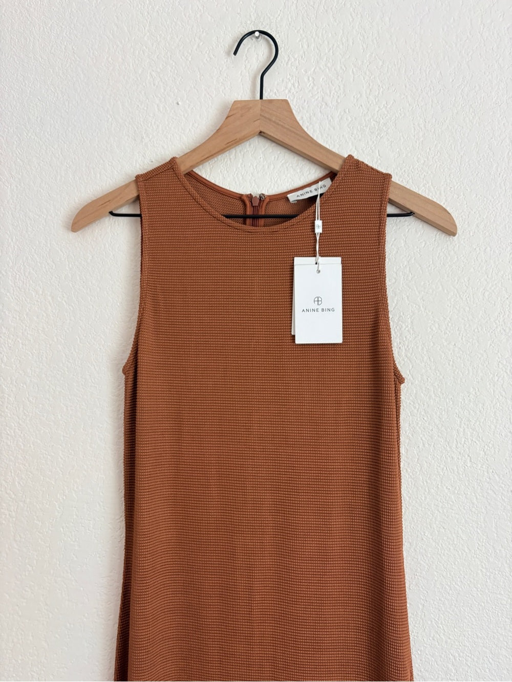 NWT Anine Bing Savannah Waffle Dress in Terra Cotta (S)
