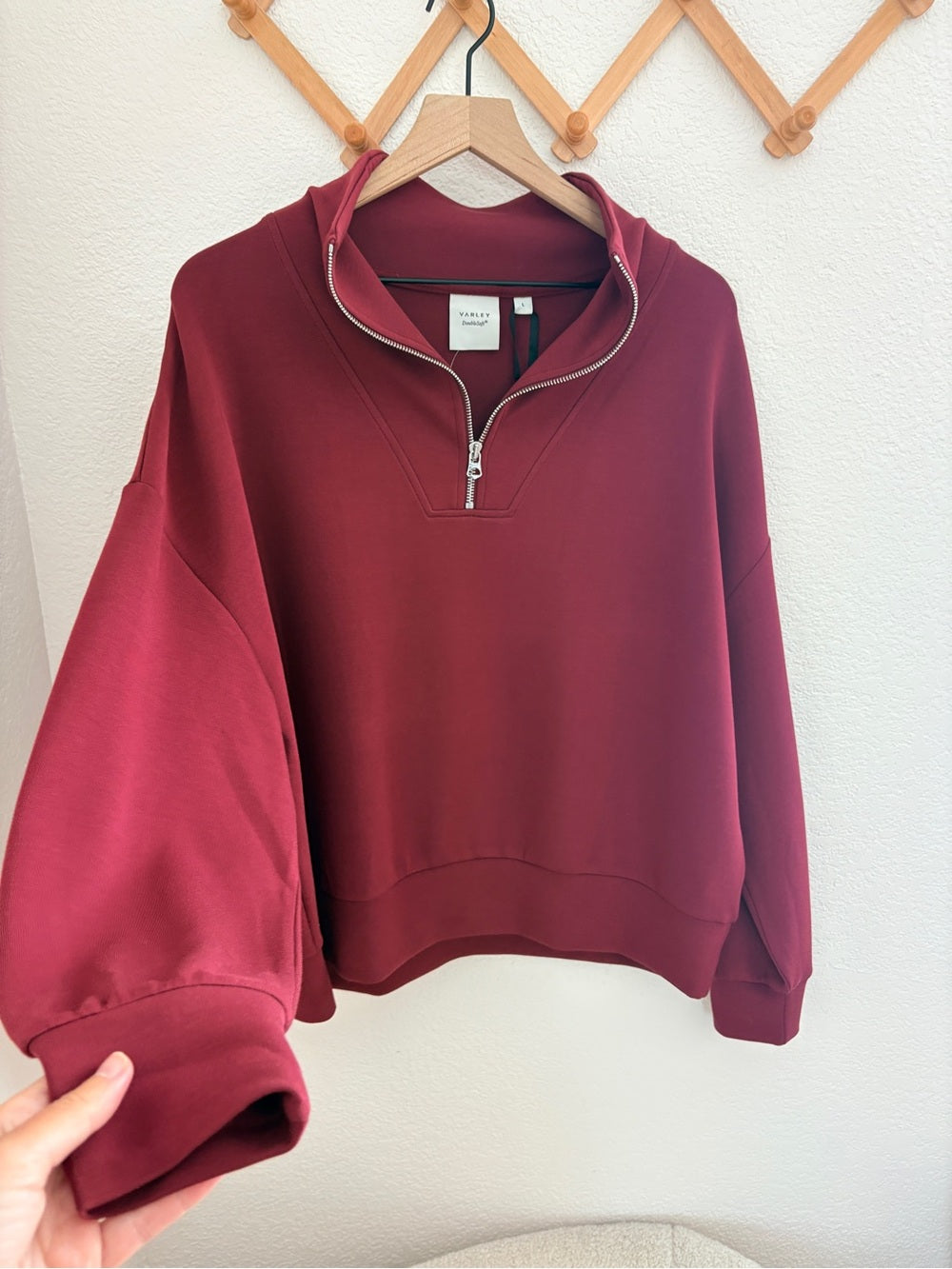 NWT Varley Hawley Half-Zip Pullover in New Maroon (L)