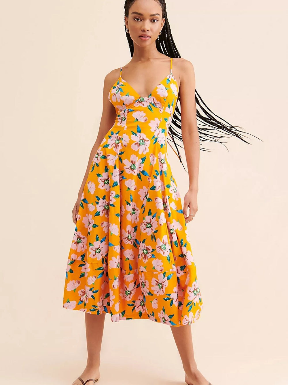 Free People Finer Things Printed Summer Floral Tie-Back Sundress (S)