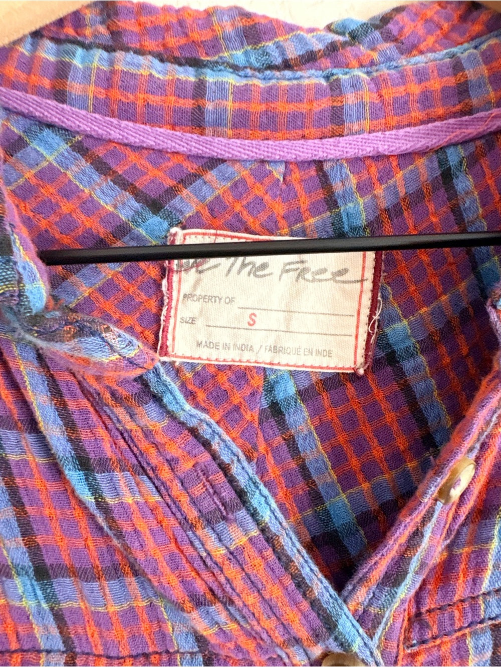 Free People Cardiff Purple Plaid Button-Up (S)