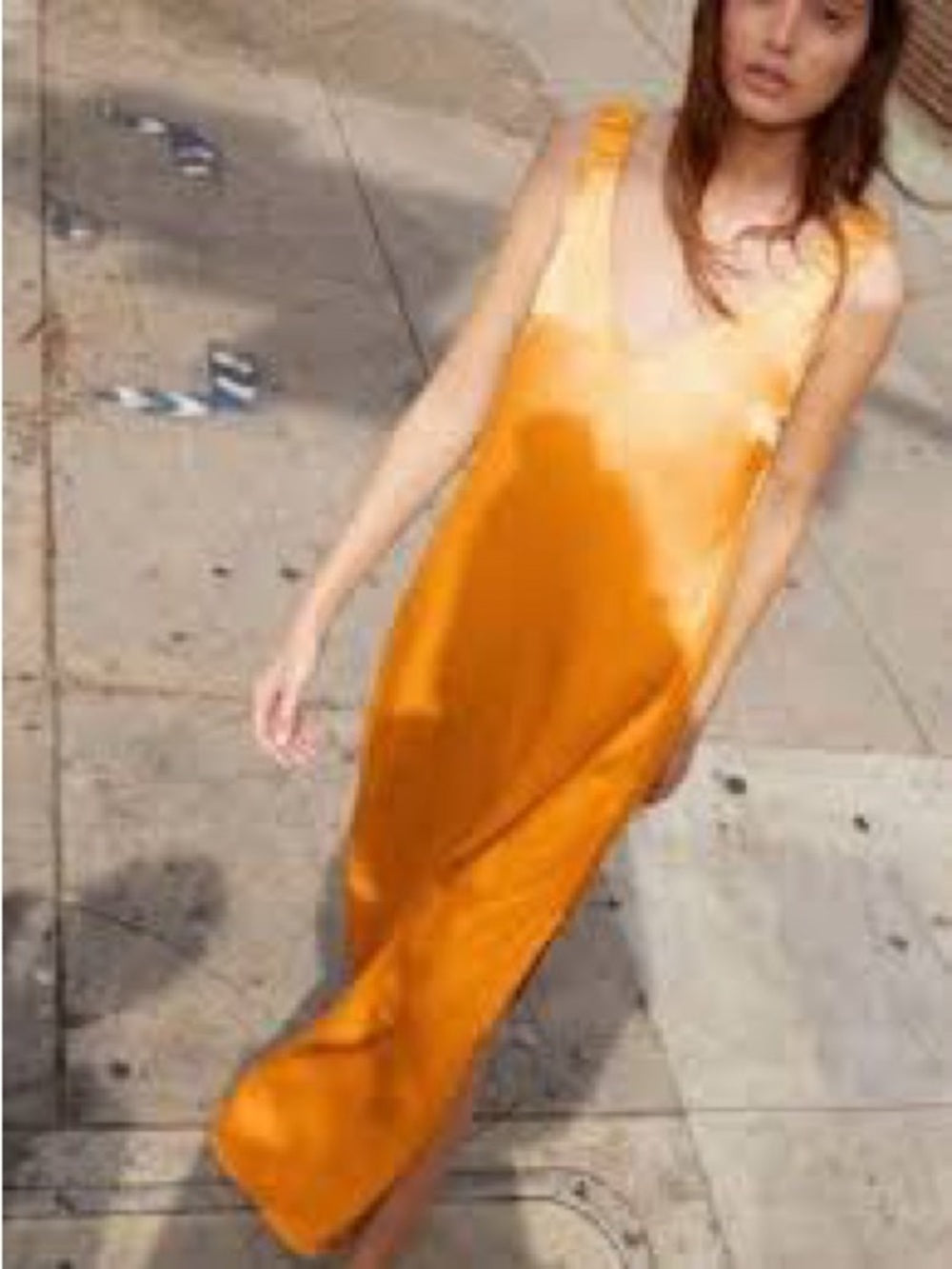 NEW Nation LTD Satin Slip Maxi Dress - Orange (L)
