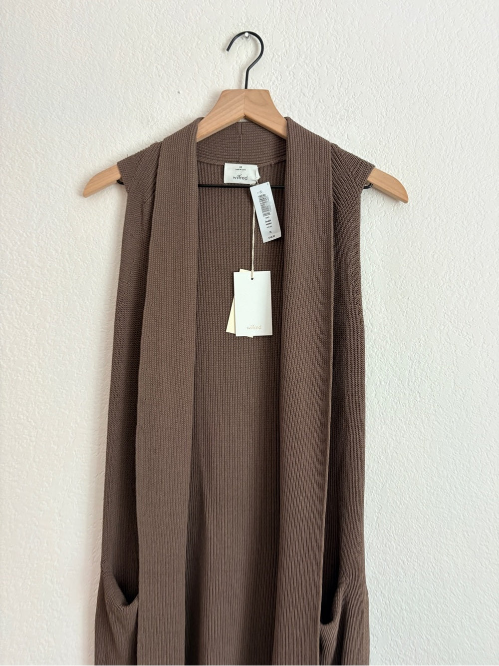 NWT Wilfred Dunkirk Sweater Sleeveless Ribbed Long Vest Chocolate Brown (XS)