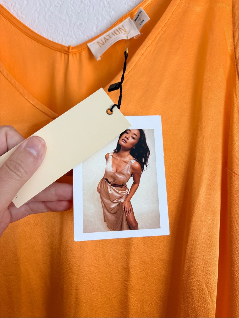 NEW Nation LTD Satin Slip Maxi Dress - Orange (L)