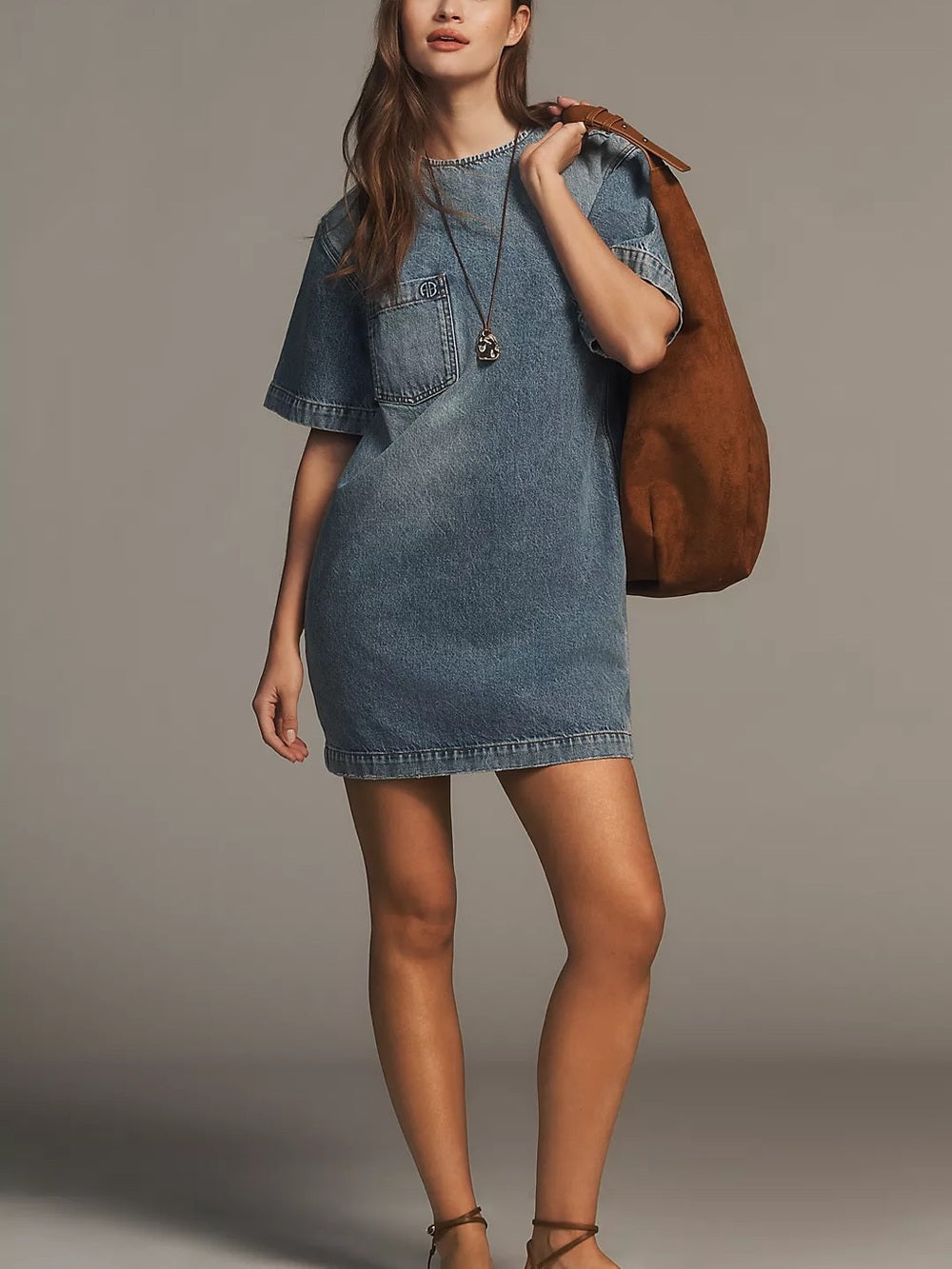 NWT Anine Bing Tulah Short-Sleeve Denim Dress (M)