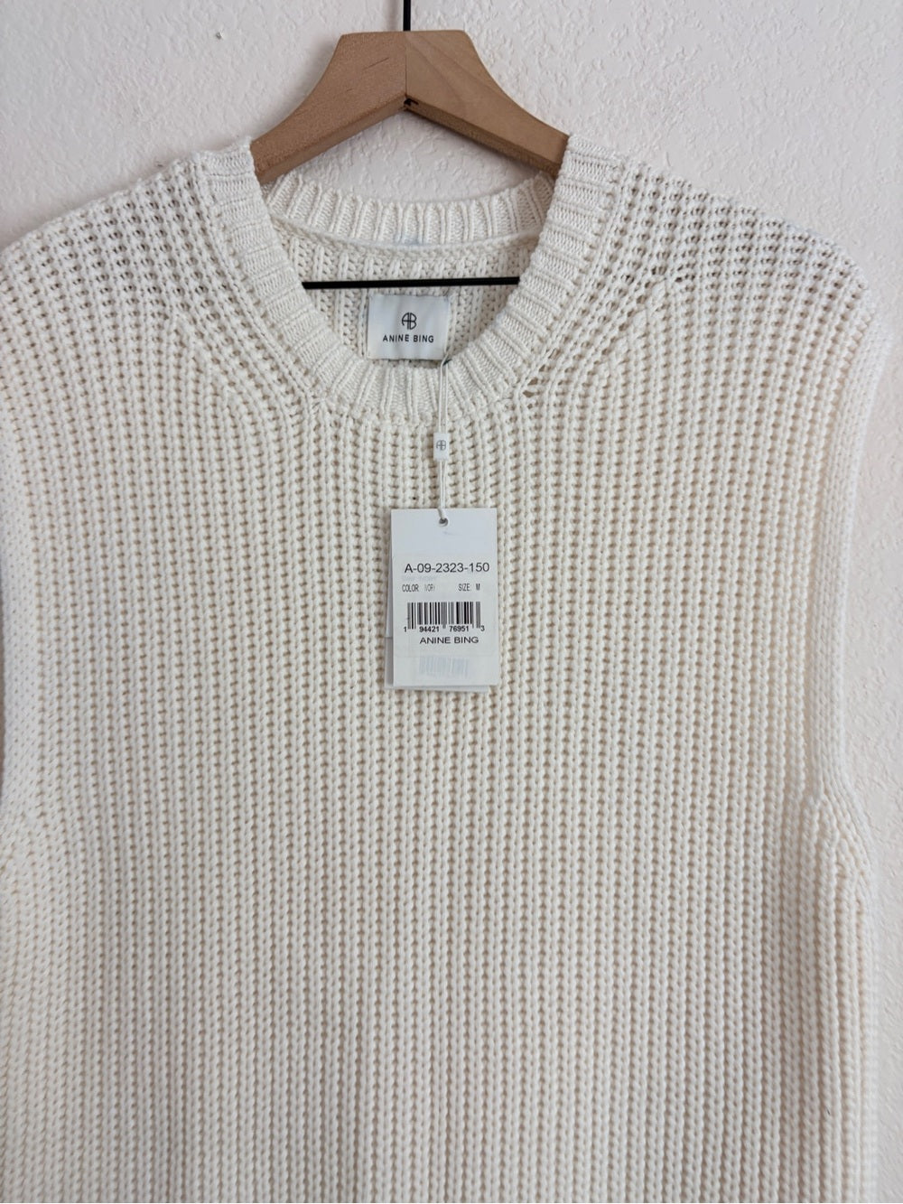 NWT Anine Bing Cable Knit Olivier Sweater in Ivory (M)