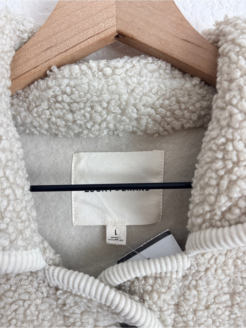Lucky Brand Taupe Sherpa Button-Up Jacket (L)