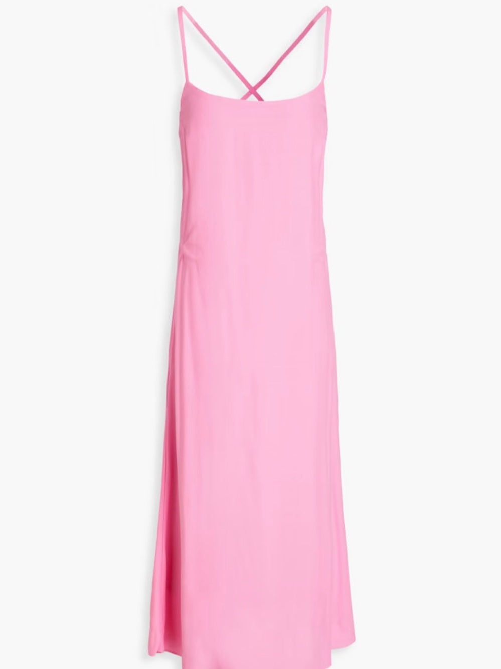 Melissa Obadash Primrose lace-up crepe midi dress in Bubblegum Pink (M)