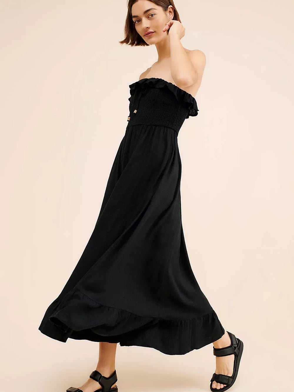 Free People Lush Life Linen Strapless Maxi Dress (M)