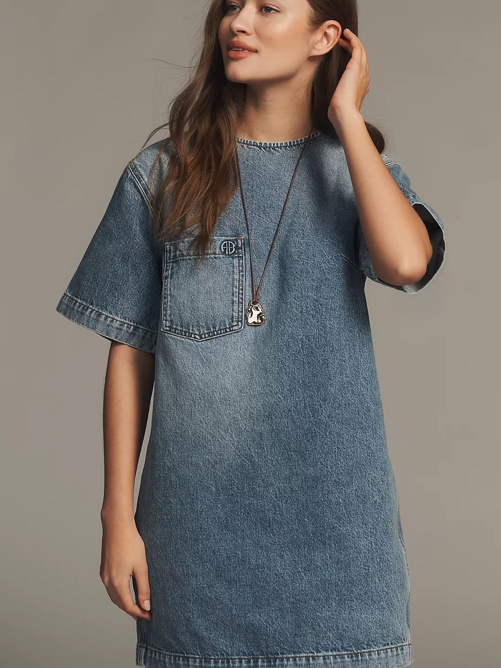 NWT Anine Bing Tulah Short-Sleeve Denim Dress (M)