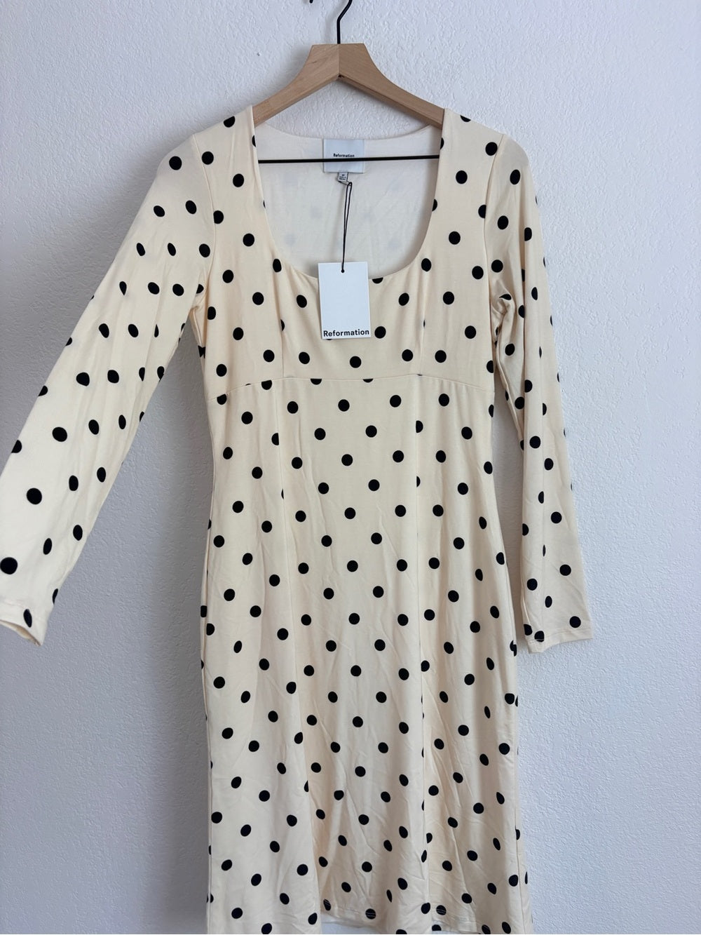 NWT Reformation Davi Knit Dress in Sundae Dot (M)(