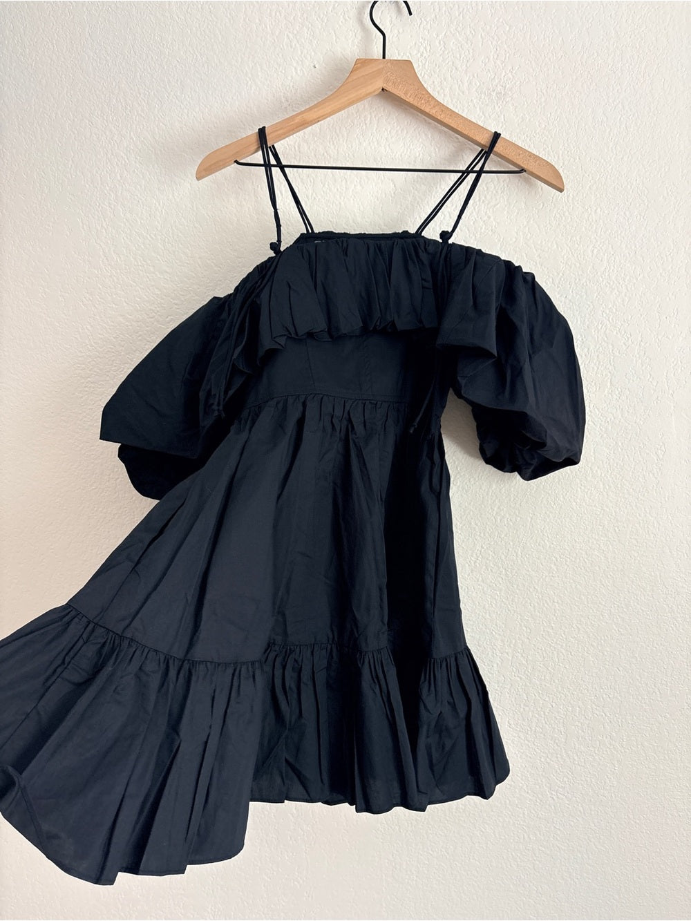 NWT ULLA JOHNSON Lila cold-shoulder gathered cotton-poplin mini dress (0)