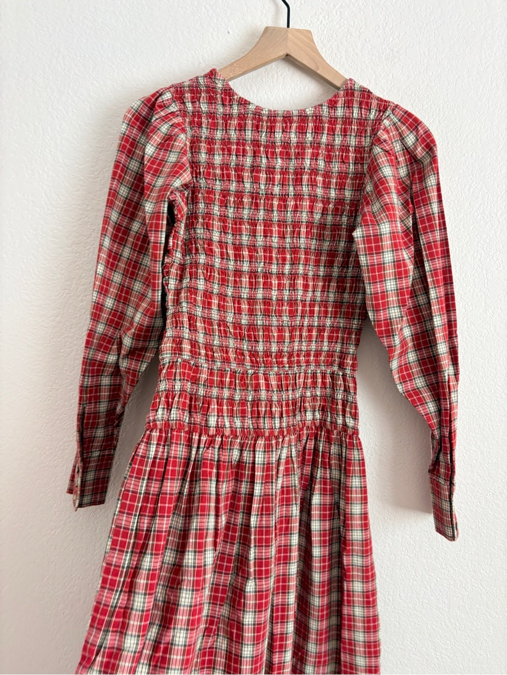 NWT Damson Madder Sienna Smocked Plaid Midi Dress (4)