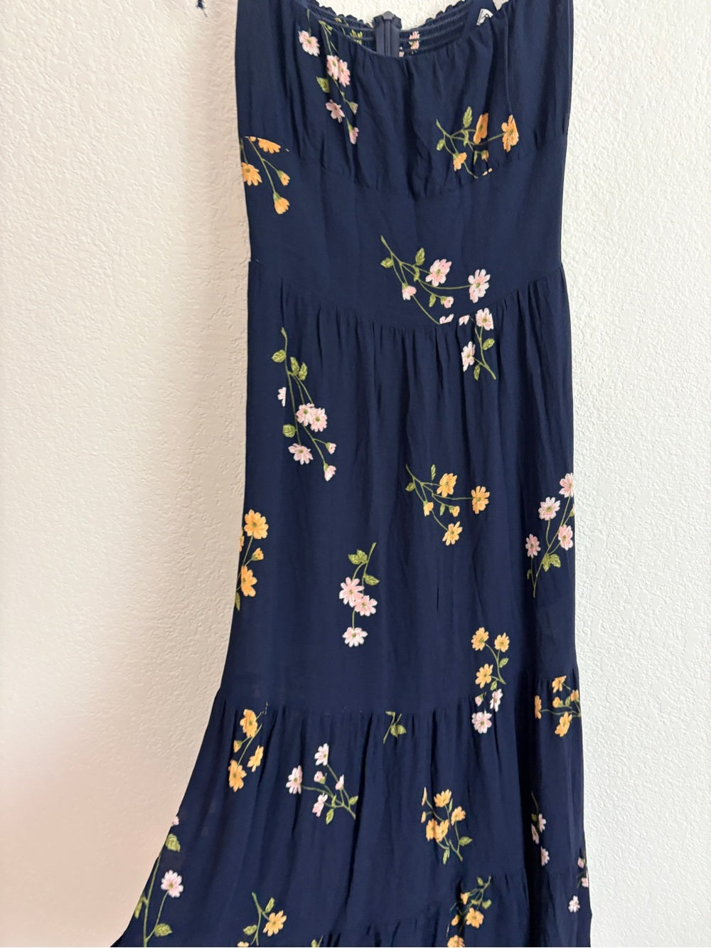 Reformation Kealy Navy Floral Tie-Shoulder Midi Dress (8)