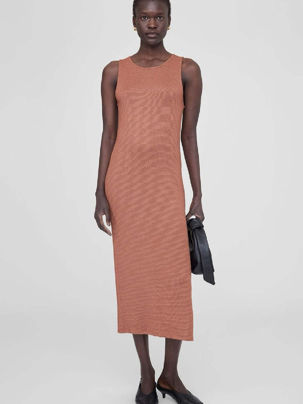 NWT Anine Bing Savannah Waffle Dress in Terra Cotta (S)
