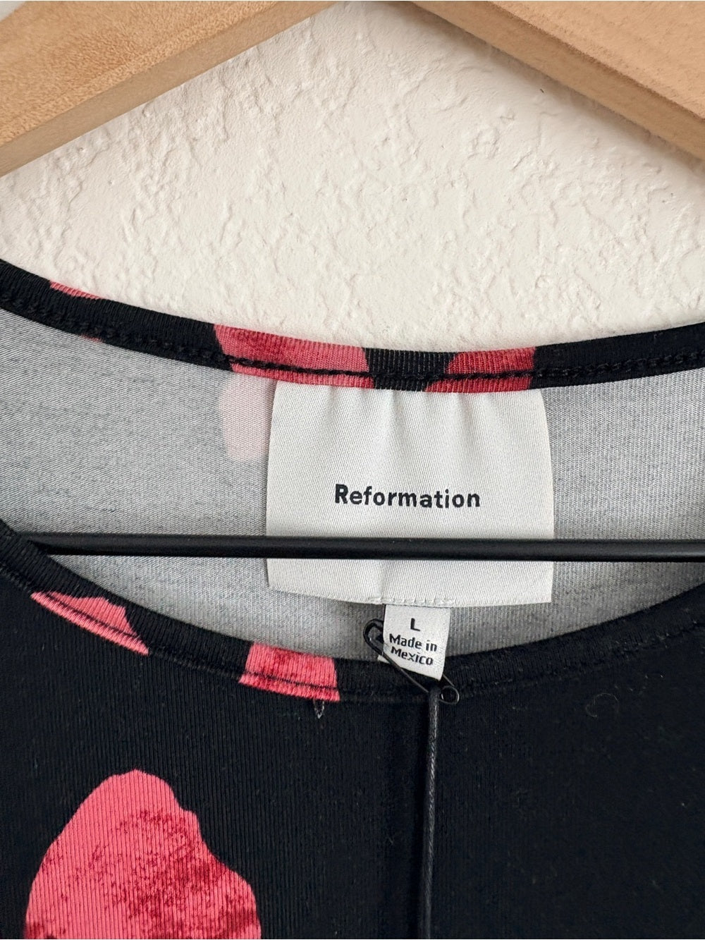 Reformation Black Maxi Dress with Red Floral Print (L)