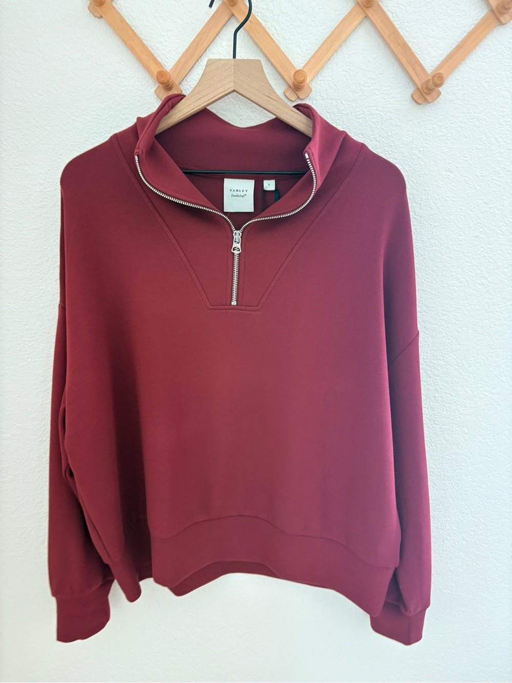 NWT Varley Hawley Half-Zip Pullover in New Maroon (L)