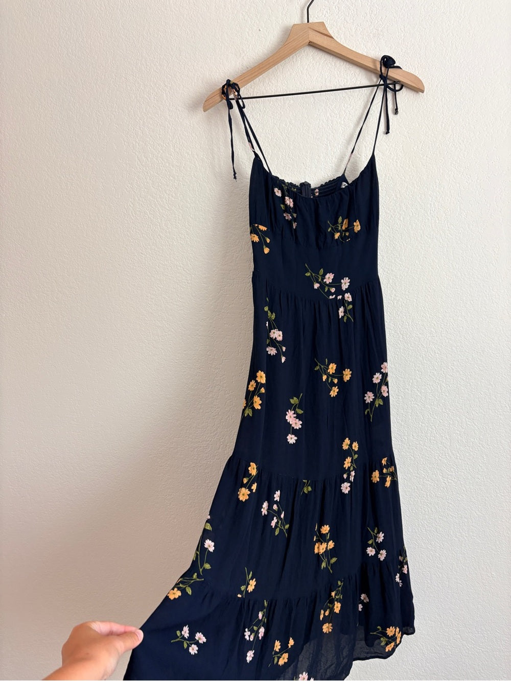 Reformation Kealy Navy Floral Tie-Shoulder Midi Dress (8)