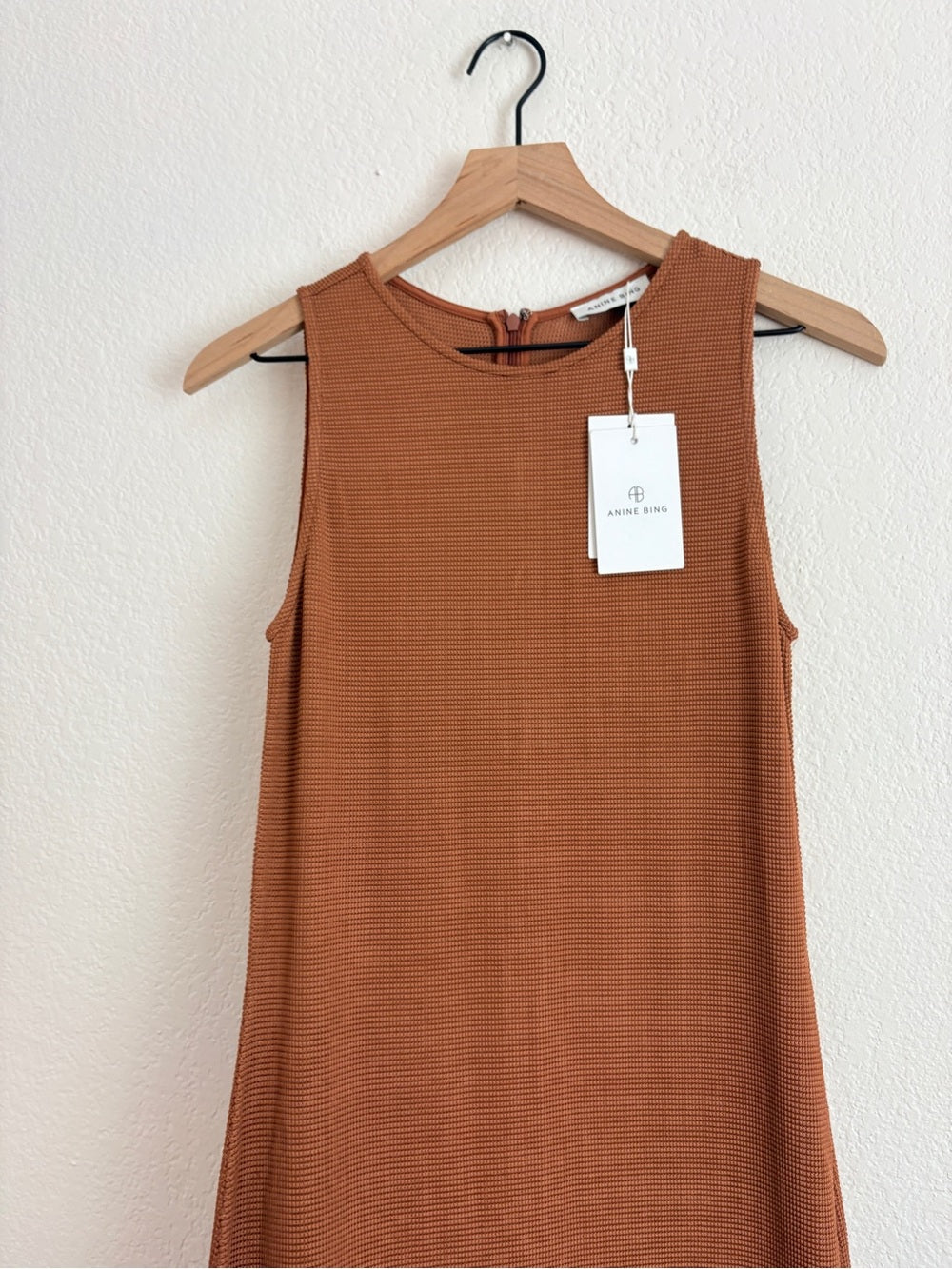 NWT Anine Bing Savannah Waffle Dress in Terra Cotta (S)