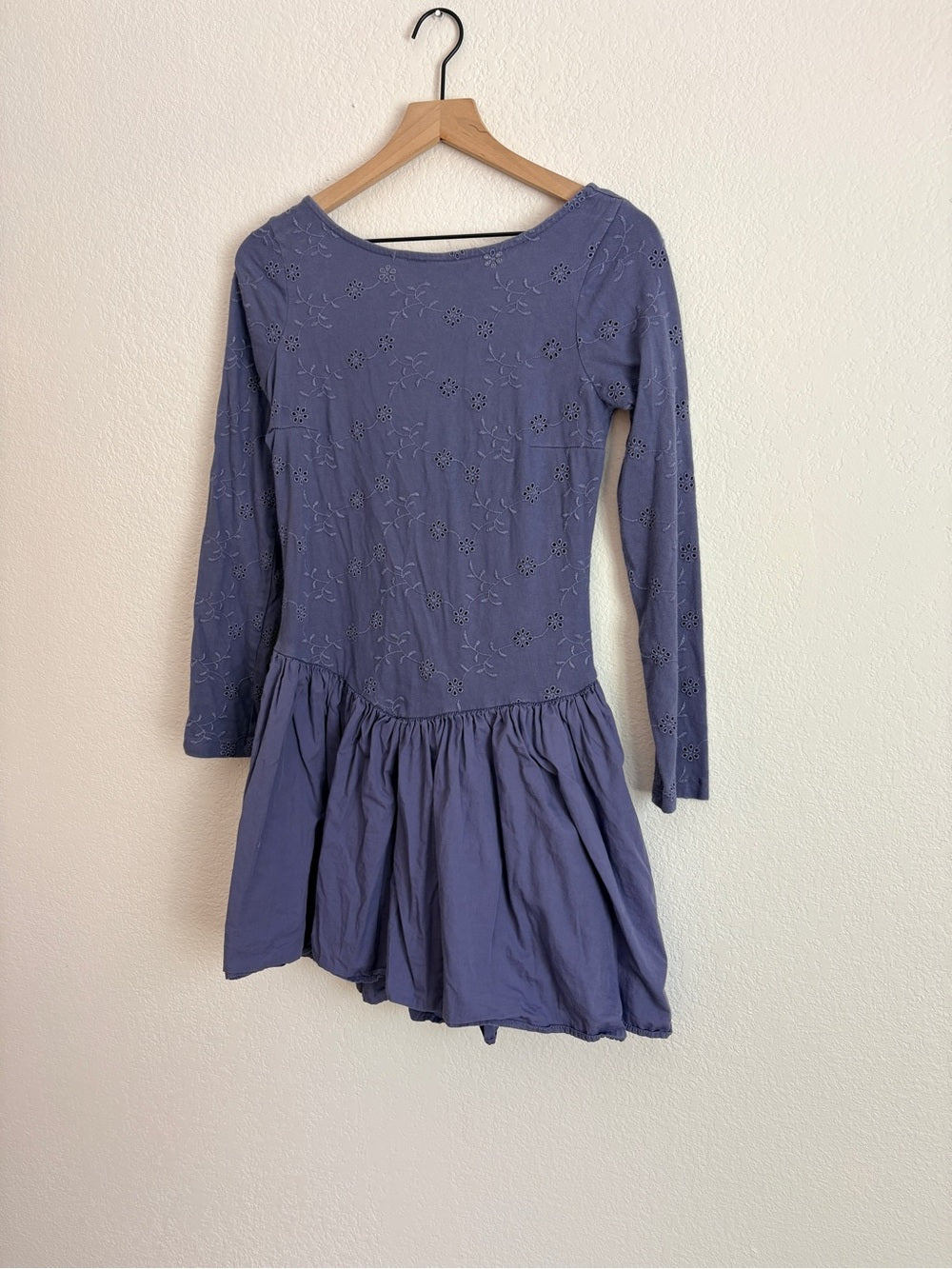 Free People Surley Lilac Embroidered Long Sleeve Fit & Flare Dress (M)